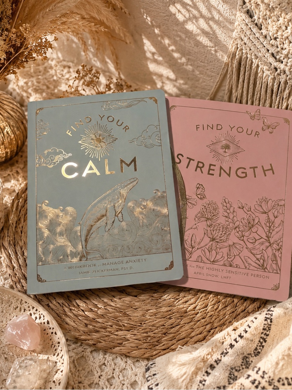 Find Your Strength & Calm Journals - Pink and Light Blue Set